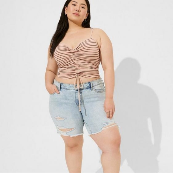 🎊Super Soft Rib V-Neck Drawstring Crop Tank - Picture 3 of 6